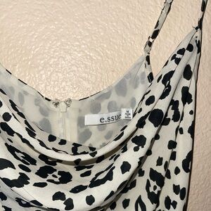 White leopard Silk Dress